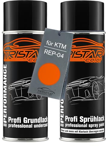 TRISTARcolor Motorradlack Spraydosen Set für KTM REP-04 Orange Grundlack Basislack Sprühdose 400ml