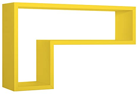 MODULARREDO | LETTERA Mensola da Muro, Pensile Bagno, Mensola da Parete, Scaffale da Parete, Giallo Canarino, 61x37 p15.5 cm - Made in Italy