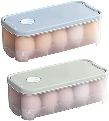 LATRAT 2 pieces plastic egg box, 10 eggs transport box, egg storage box, egg container for refrigerator, kitchen, picnic