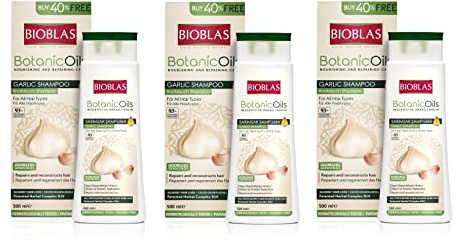 3 x vitlökshampo 500 ml Bioblas, luktfri, anti-håravfall kvinnor och män Megapack