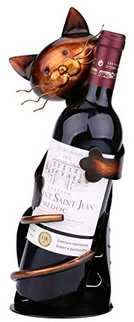 Ailgely Porta bottiglie di vino a forma di gatto, scultura in metallo, decorazione domestica per gatti, compleanno, Natale, giorno del Ringraziamento