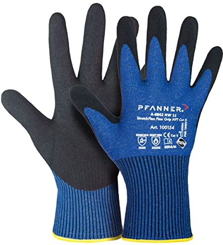 Pfanner HPT® Cut D 100154 - Guantes de protección contra cortes (9 unidades), color azul y negro, azul y negro, 9