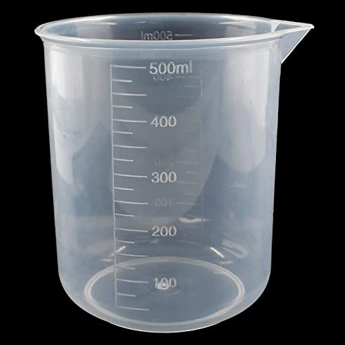 Waziaqoc 500ml Plastic Graduated Beaker (1 Pack), Transparent PP Measuring Cup Mixing Cup for Kitchen Lab
