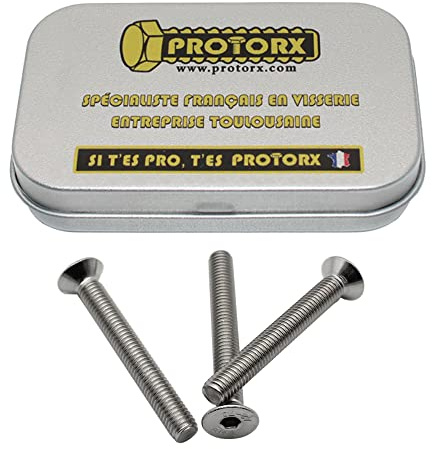 Vis Tete Fraisee M5 x 40mm : Boite 10 Pcs Vis Inox pour Rondelles Metal Ecrou | Vis 6 Pans Tete Ronde Fraisee FHC Acier A2 | Vis à Tête Fraisée Anti-Rouille - ISO 10642 | Boite Vis PROTORX