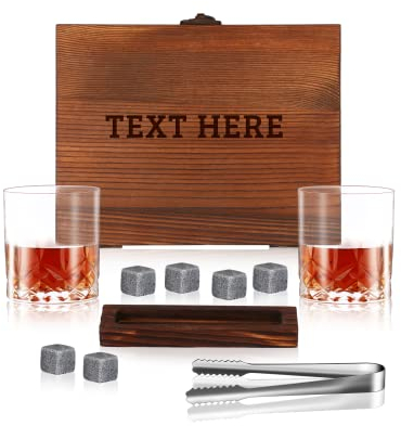 Copas de Whisky Personalizado OXYEFEI, Vaso Whisky , Juego de Regalo de Vaso de Whisky, Regalos Personalizados Para Hombre Para Papá Abuelo 500ml