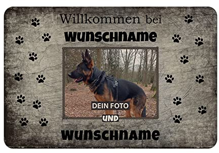 Print Royal PR Personalisierte Fußmatte - Willkommen mit Name und Foto zum selbst Gestalten - Hunde-Fußmatte Bedrucken als Geschenkidee | rutschfest, 60 x 40 cm