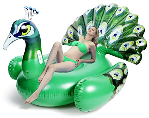 JOYIN Riesiger Aufblasbarer Pfau Pool Floß, Luxus Schwimmring & Pool Lounge für Erwachsene und Kinder, Sommer Wasserspielzeug für Strand & Pool-Party