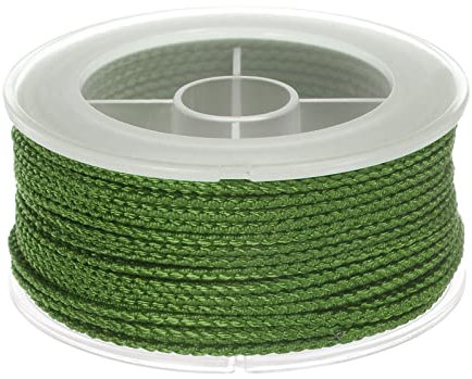 sourcing map Hilo de Nylon, Cuerda de Abalorios de Cordel, Cordón Trenzado Extrafuerte 1,6mm para Pulseras Joyería Fabricación Bricolaje Artesanía 16M/52 Pies, Ejército Verde