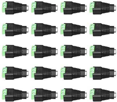 ANLINK 20 PCS Female DC Power Connectors, 12V DC Barrel to Screw Terminal Jack Adapter Connectors 5.5mm x 2.1mm for Led Strip, CCTV Security Camera Cable Wire Ends Plug Barrel Adapter