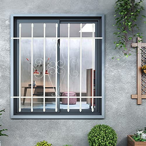 Grisham Spear Point Heavy-Duty Window Bars (White, 36X36) Window Safety Guards for Childen, Outdoor Prevent Burglary Window Security Bars