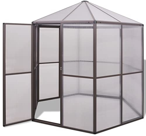 HOMIUSE Gewächshaus Aluminium 240x211x232 cm Groß Gewächshaus Glas Anlehngewächshaus Gewächshaus Winterfest Gewächshaus Heizung Tomatenhaus GartenGewächshäuser Glashaus Smart Garden