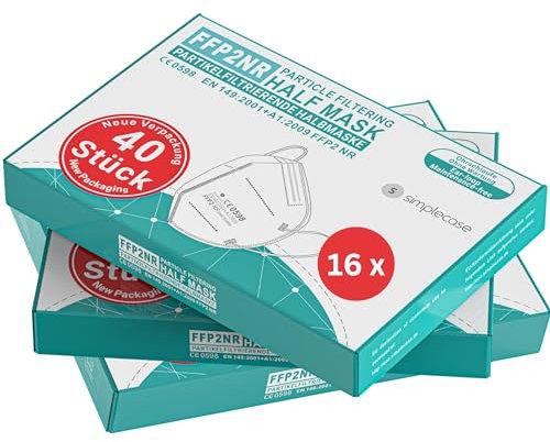 simplecase FFP2 Maske 640 Stück, CE Zertifiziert von offiziell benannter Stelle CE 0598, Atemschutzmaske, Partikelfiltermaske (640)