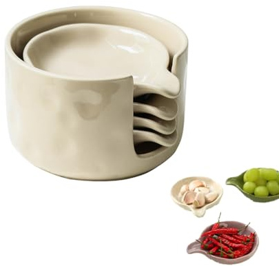 YGMXZL Soja Saucenschälchen,Keramik Schale,Porzellan Dessertschalen Mini-schälchen Sushi Sojasauce Saucen Gewürzen Frucht Snacks Sauce Teller Set (Beige)