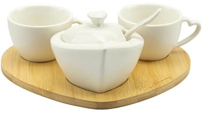 PRMT24011 Bonbonnière de mariage avec sucrier en porcelaine et bambou blanc harmony