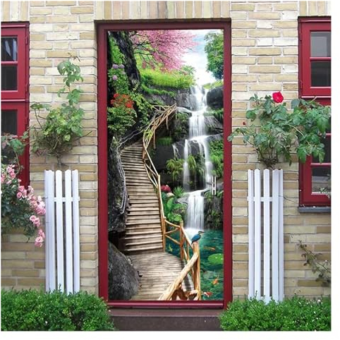 Türaufkleber Türtapete Türbilder Türposter Natürliche Landschaft Tür Tapete Home Decor Selbstklebende Wasserdichte Abnehmbare Poster Aufkleber Auf Den Türen Wandtattoo(Farbe:I,Größe:40x120cm)