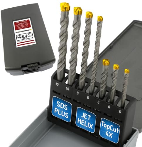 WELIQU TopCut SDS-PLUS X Hammerbohrer Set für Stahlbeton, 7-teilig, Ø 5-12 mm SDS Plus Bohrer Set für Beton, Betonbohrer, Steinbohrer