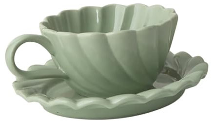 HAKIDZEL 1juego Tazas De Cerámica Con Platillo Para Café y Juego Aesthetic Para Bebidas De Tarde y Tazas Para