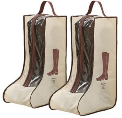 Set di 2 contenitori per stivali, per stivali corti e stivali alti, sacchetti per la polvere per scarpe, custodie per scarpe da viaggio, copertura trasparente per stivali, organizer per scarpe da