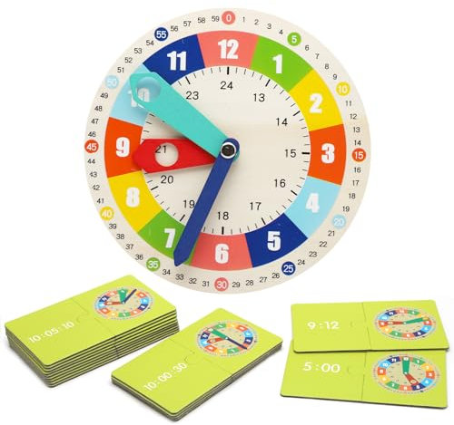 TNSLAND Holz Lernuhren Uhr Lernen, Lernuhr, Holzuhr Lernuhr Holz Uhr Lernen Uhr Zum Lernen PäDagogisches Spielzeug Geschenk