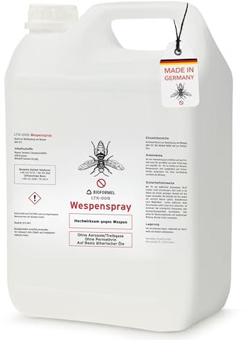 BIODELTA Wespenspray - Wespen effektiv bekämpfen - Anti-Wespen-Spray für schnellen Schutz - Wespenschutz für Garten, Terrasse & Grillen - fleckenfrei (5 L)