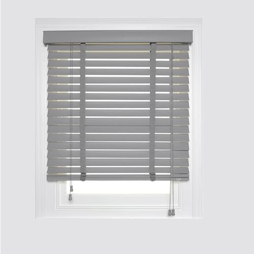 APEX FURNISHINGS Faux Wood Window Venetian Blinds-50mm Slats Grey Tape Trimmable Home Office Windows Blind (45cm x 213cm)
