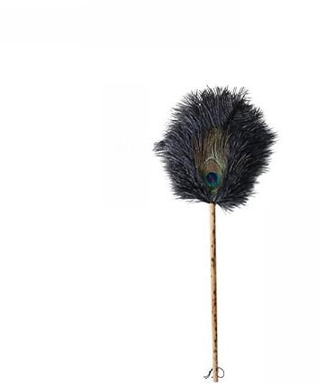 Plumero de plumas de avestruz para eliminación electrostática de polvo, decoración de plumas de pavo real (negro, plumero mediano 30 cm x 15 cm)