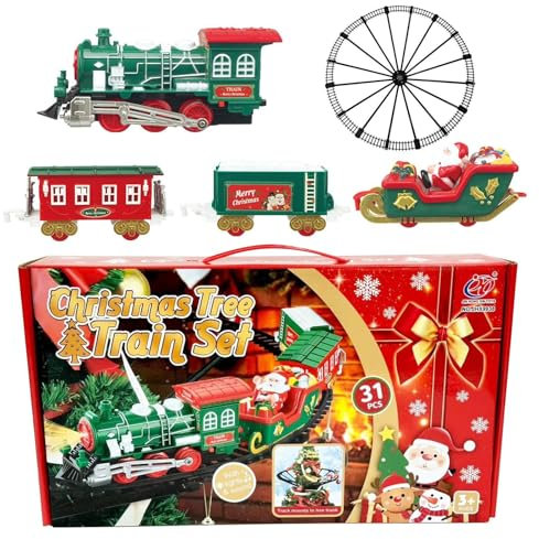 Luces de Tren de Navidad, música de Tren de árbol de Navidad,Tren Eléctrico Locomotora con Juegos De Luz Y Sonido | Trenes Modelo para niños pequeños para niños de 4, 5, 6 y 7 años o más