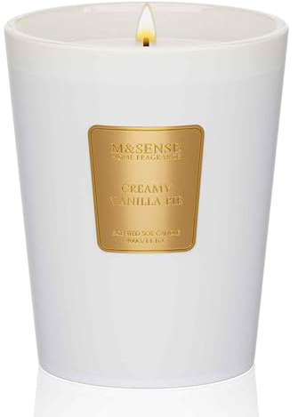 M&SENSE Duftkerze im Glas Vanille-Kuchen | 400g Sojawachskerze, 75 Std. Brenndauer, Süßer Duft, Non Toxic | Geeignet für Heim Deko| Geschenk für Frauen