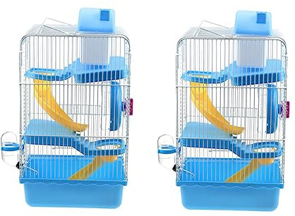 Happyyami Cage pour Hamster à Maison pour Petits Animaux Design Portable Et Fonctionnel Bleu