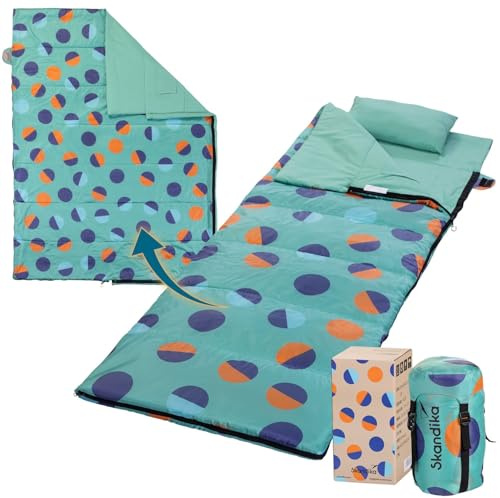 Skandika Deckenschlafsack Sovro | Schlafsack Outdoor für Erwachsene, 3 Jahreszeiten, als Doppelschlafsack nutzbar, Camping Schlafsäcke mit Kissen, Schlafsack Erwachsene