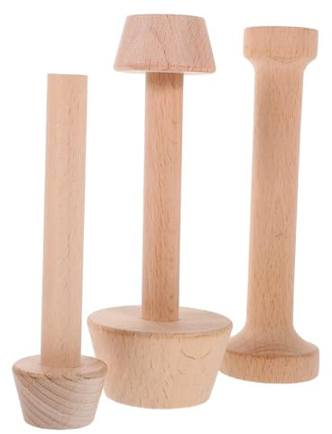 BEBEMOKO Wooden Tart Tamper Set 3pcs Double Ends Pastry Tamper Egg Tart Moulds Baking Tool for Home Bakery and Dessert Making