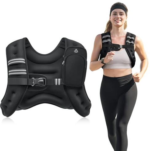 ZELUS Weighted Vest 3.6 kg for Men & Women, Adjustable Workout Weight Vest with Reflective Strips & Phone Pocket, Training Vest for Running, Walking, HIIT, Strength Training & Home Gym