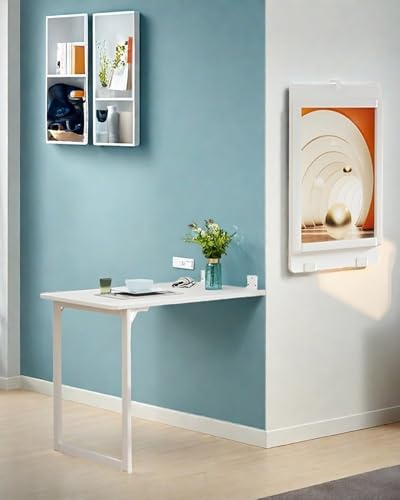 MDXVRKYBC Tavolo Pieghevole A Muro Biancotavolo Da Cucina Pieghevole Salvaspazio, Moda Decorazione Murale Tavolo Da Parete Pieghevole Per Piccoli Spazi Appartamento, 90×60cm
