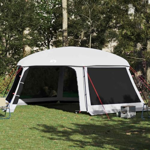 Brokky 4100633 Pool Tent with Removable Fly & Mesh Walls Grey 670x590 cm Hot Tub Spa Pop Up Canopy Cover and Camping Shelter