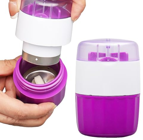 Tablet Crusher for Pills,Multifunctional 3-in-1 Pill Crusher for Tablets UK,Pill Splitter for Storage/Cutting/Grinding,Pill Crushers & Splitters for Family Kids Pets - Purple