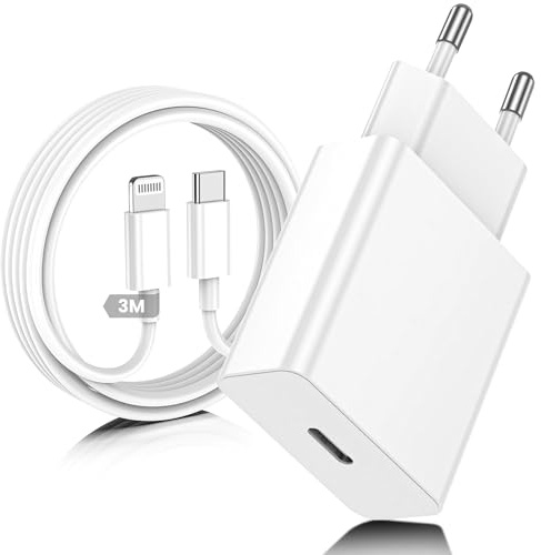 Chargeur iPhone,Chargeur Rapide avec 3m Câble USB C,Type C Adaptateur Secteur pour Original Apple iPhone 14/13/12/11/Plus/Pro/Pro Max/SE/X/XS/XR SE/8
