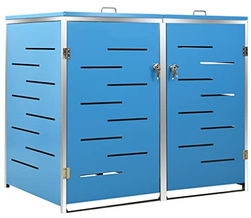 Mülltonnenbox für 2 Tonnen aus Edelstahl, 138x77,5x112,5 cm, wetterfest & langlebig, ideal für Haus & Garten, platzsparend & stilvoll