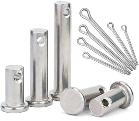 KX-ENERGIE Sicherungsbolzen Steckbolzen Splintbolzen Anschlagbolzen Gabelkopfbolzen Einloch Gabelbolzen M12,M14 Flachkopf Scherstifte und Splinte Satz