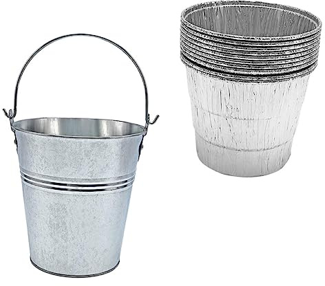 SHINEOFI 10 pièces Seau Graisse Barbecue avec Poignée Portable Capacité Doublure Jetable Facile à Installer et Nettoyer pour Extérieur Camping et Fêtes