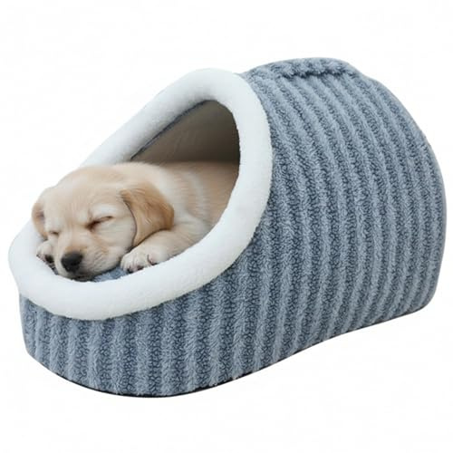 NASSMOSSE Lit Couvert pour Chat, lit Chaud en Peluche pour Chien, avec Tapis Amovible et poignée, Lavable et Doux pour Chiot, Chaton, Petit Animal de Compagnie, 18x12x10 Pouces