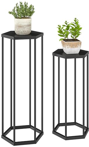 Outsunny 2-pack soporte para flores hexagonal 75/60cm negro