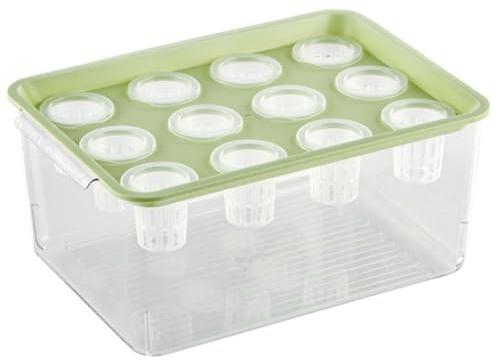 Bemonew Hydroponisches Anzuchtsystem Hydrokultur-Pflanzkasten, 12 Löcher, transparentes Aquaponik-Anzuchtsystem mit grünem Deckel für Zuhause, Balkon, oder Desktop-Dekor