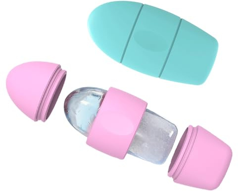 Juego de 2 Rodillos de Hielo Faciales de Silicona, Ice Roller Molde de Hielo para Masaje Facial y Contorno de Ojos, Masajeador Reutilizable para Reafirmante Facial, Reduce la Hinchazón