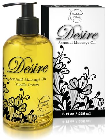 Desire Sensual Massage Oil for Date Night | Best Massage Oil for Couples | Valentines Day Gifts for her | All Natural with Sweet Almond, Grapeseed & Jojoba for Smooth Glide 8oz