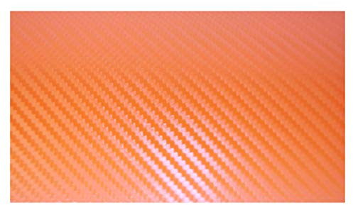 Carbonfolie Carbon Folie (= 34,00€/m2) Auto Bike Laptop Handy * Blasenfrei schwarz weiß orange grün rot silber (100 x 50 cm, orange)