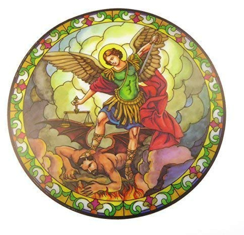 St. Michael suncatcher stained glass window sticker reusable 6 inch sun catcher