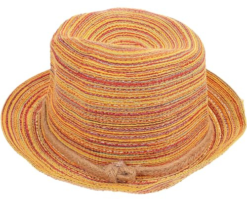 Tinksky Frauen Panama-Strohhut-Kappe Fedora-Hut Bunte gestreifte faltbare Sun-Kappe Bohemia Strand-Sommer