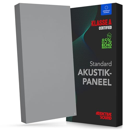 Addictive Sound Schallabsorber Standard 100x50x11 cm, Klasse A, Hellgrau | Studioqualität-Akustikpaneel mit Akustikwolle, EU-produziert, Montageset für Wand und Decke