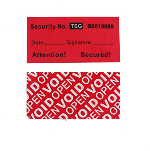 100 Stück 25 x 50 mm Rot Total-Transfer Sicherheits Garantie Void Etiketten | Mit Seriennummern, Sofortige Void Nachricht, Ultradicke Void Schicht, Universelle Oberfläche, SGS RoHs, für Garantie & Beweis