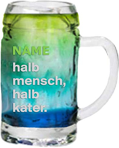 MeinGlas - Jarra de chupito con grabado personalizado [nombre] y [Diseño – Halb Mensch Kater]